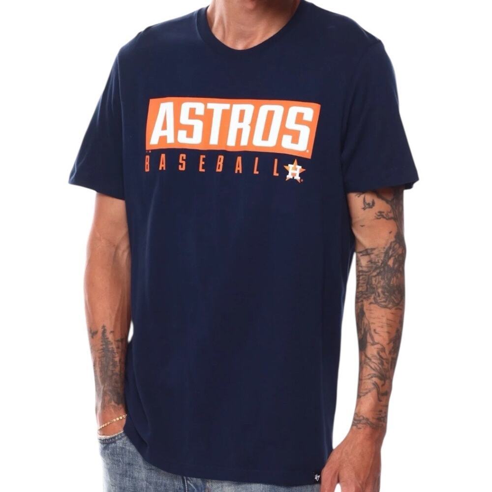 '47 Men's Houston Astros Dub Super Rival T-Shirt Blue Size Small Logo Tee MLB